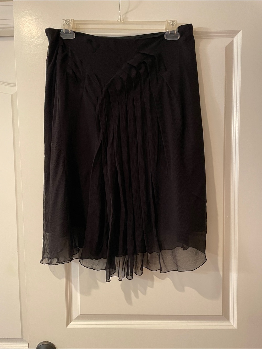 Women's Black Pleated Chiffon Skirt by Briefing Galerie’s Lafayette (France)Silk